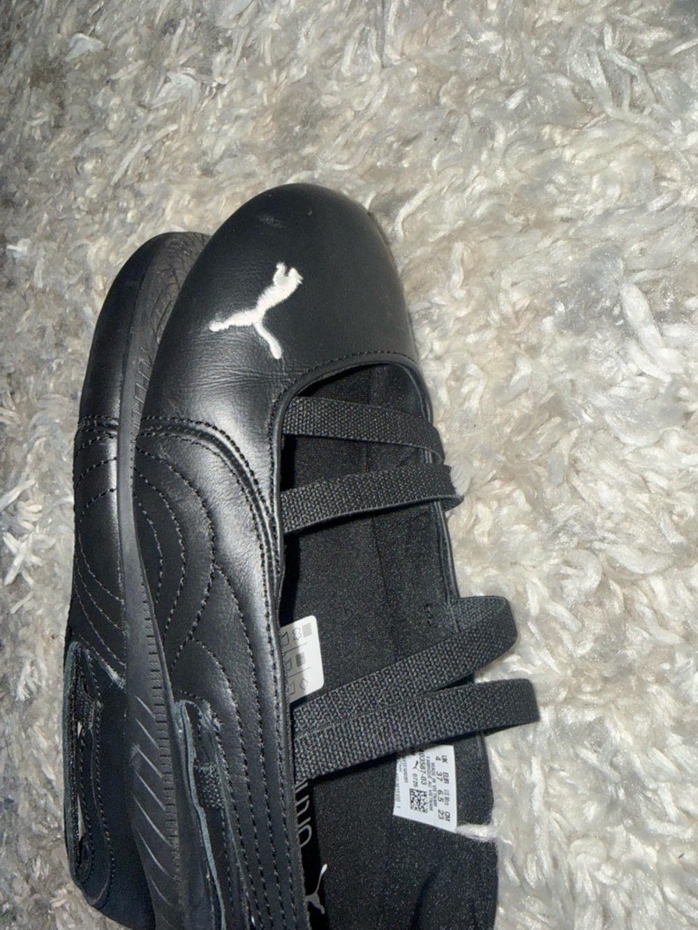 Puma Black Elastic-Strap Ballet Sneakers with White Logo - Picture 8 of 11